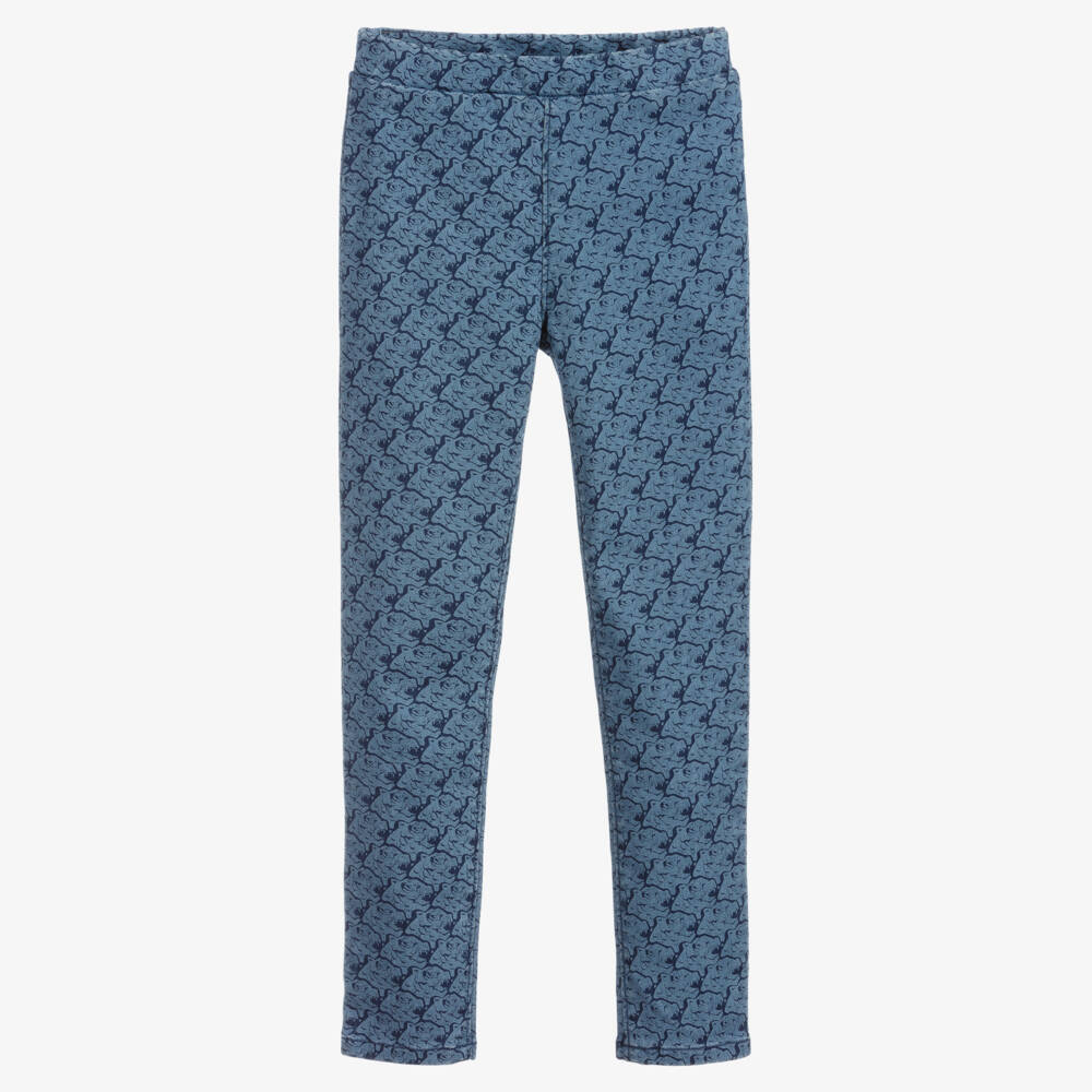 KENZO KIDS-Blue Cotton Tiger Leggings | Childrensalon Outlet
