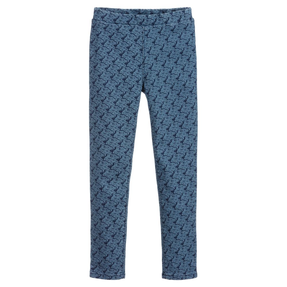 KENZO KIDS - Blue Cotton Tiger Leggings | Childrensalon