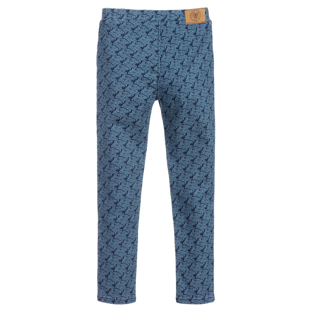 KENZO KIDS-Blue Cotton Tiger Leggings | Childrensalon Outlet