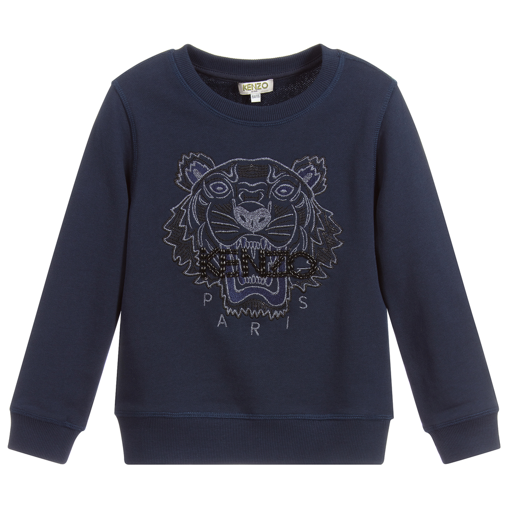 KENZO KIDS - Blue Cotton Tiger Sweatshirt | Childrensalon