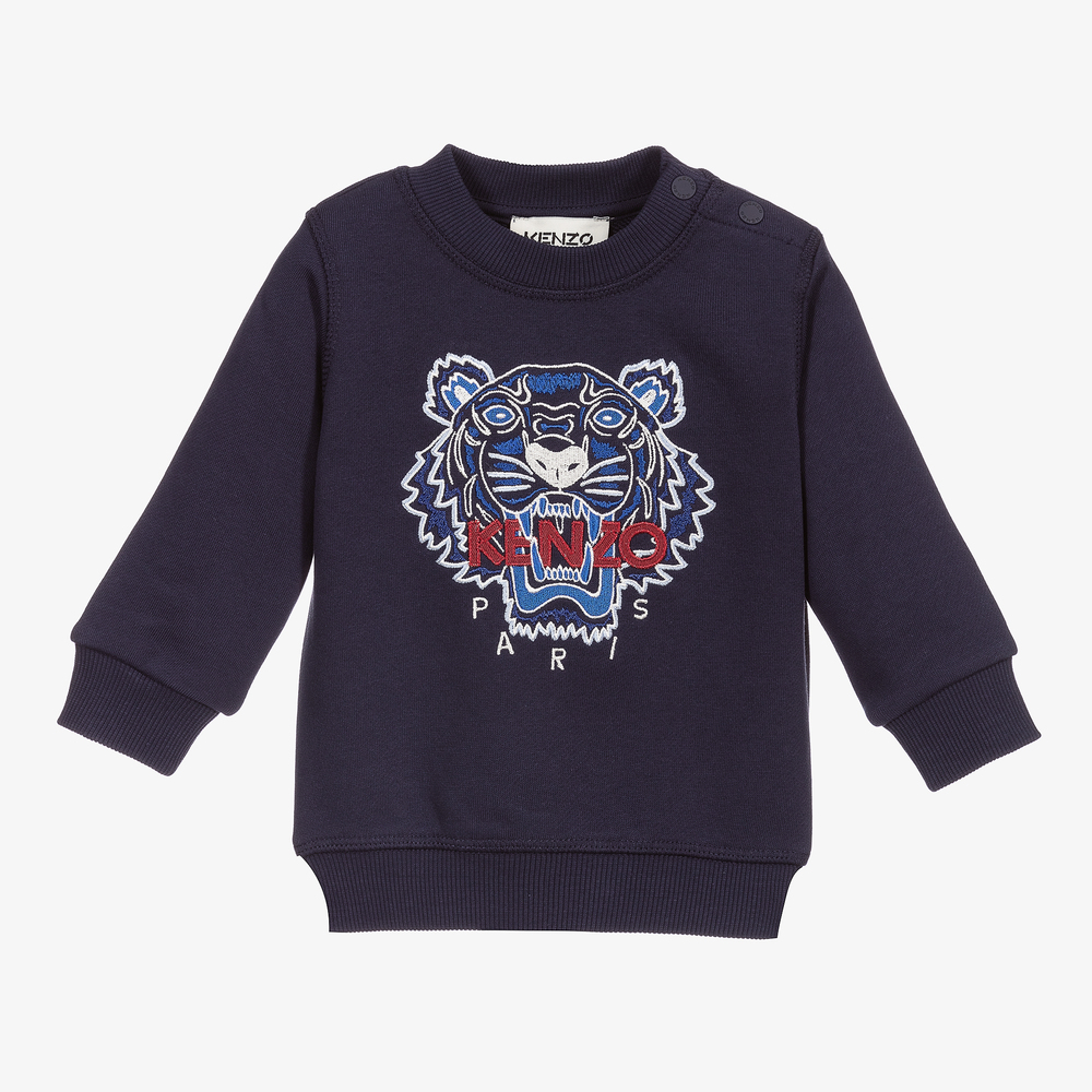 KENZO KIDS - Blaues Baumwoll-Sweatshirt mit Tiger | Childrensalon