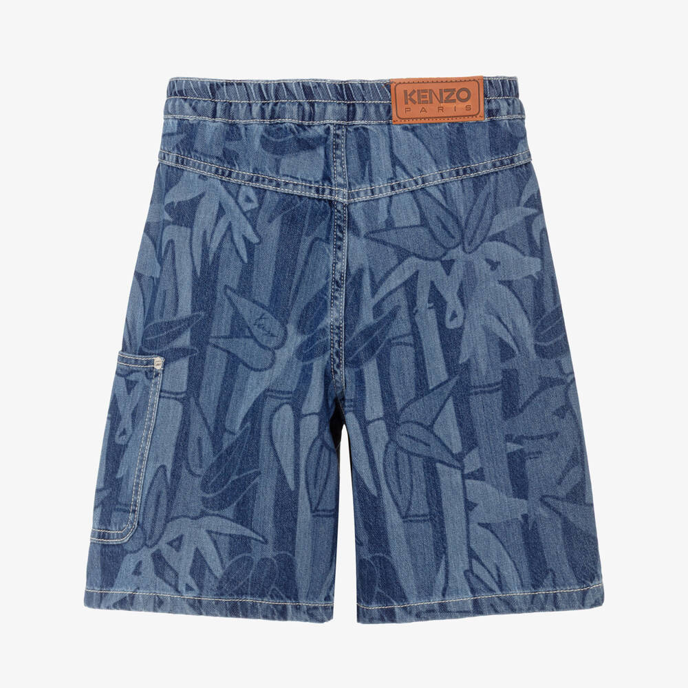 KENZO KIDS-Blue Denim Jungle Shorts | Childrensalon Outlet