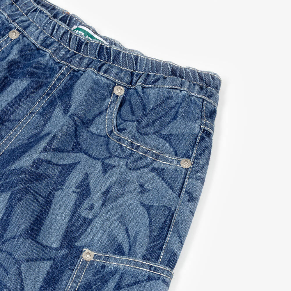 KENZO KIDS-Blue Denim Jungle Shorts | Childrensalon Outlet