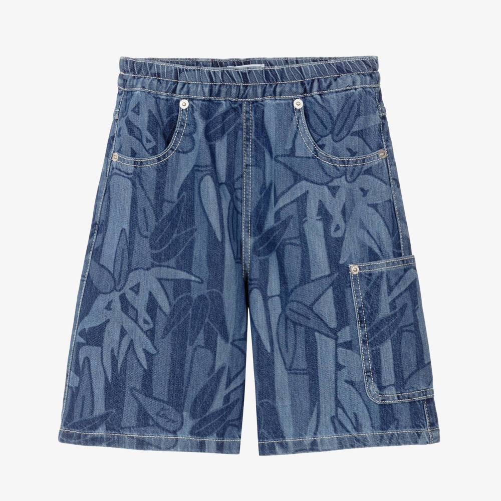 KENZO KIDS-Blue Denim Jungle Shorts | Childrensalon Outlet