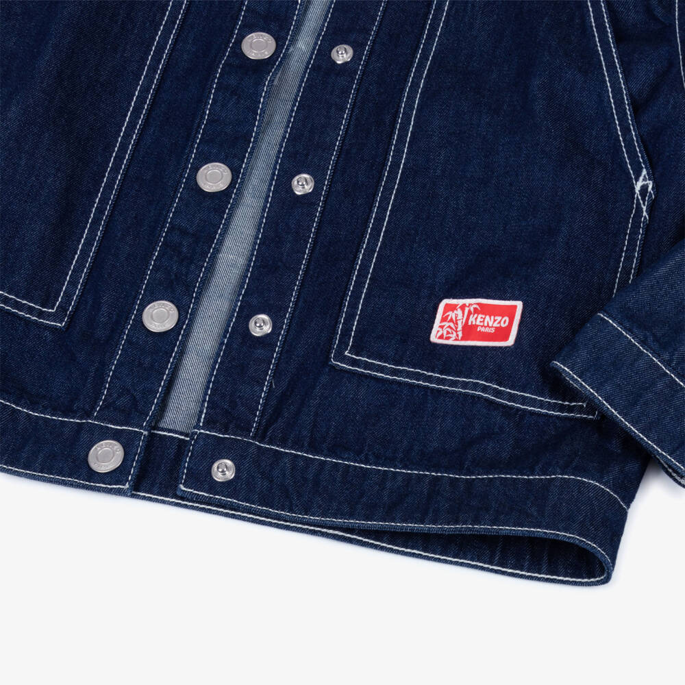 KENZO KIDS-Blue Denim Logo Jacket | Childrensalon Outlet