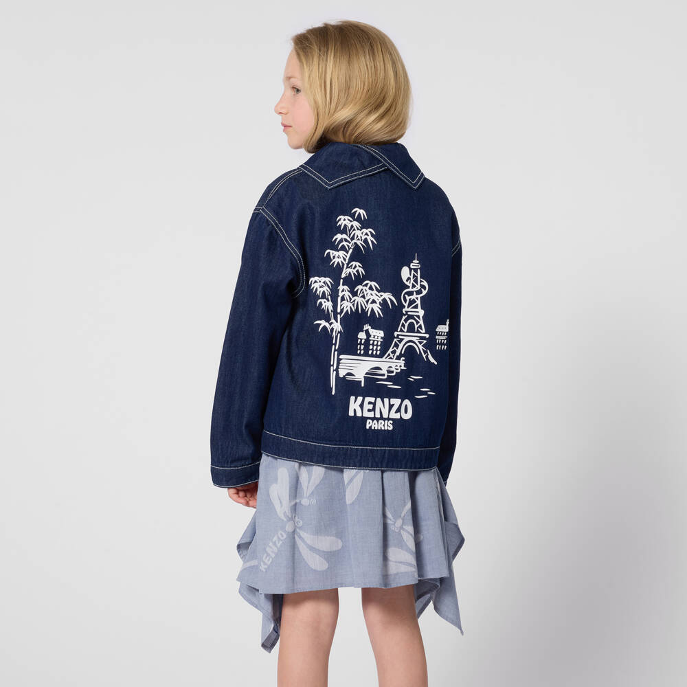 KENZO KIDS-Blue Denim Logo Jacket | Childrensalon Outlet