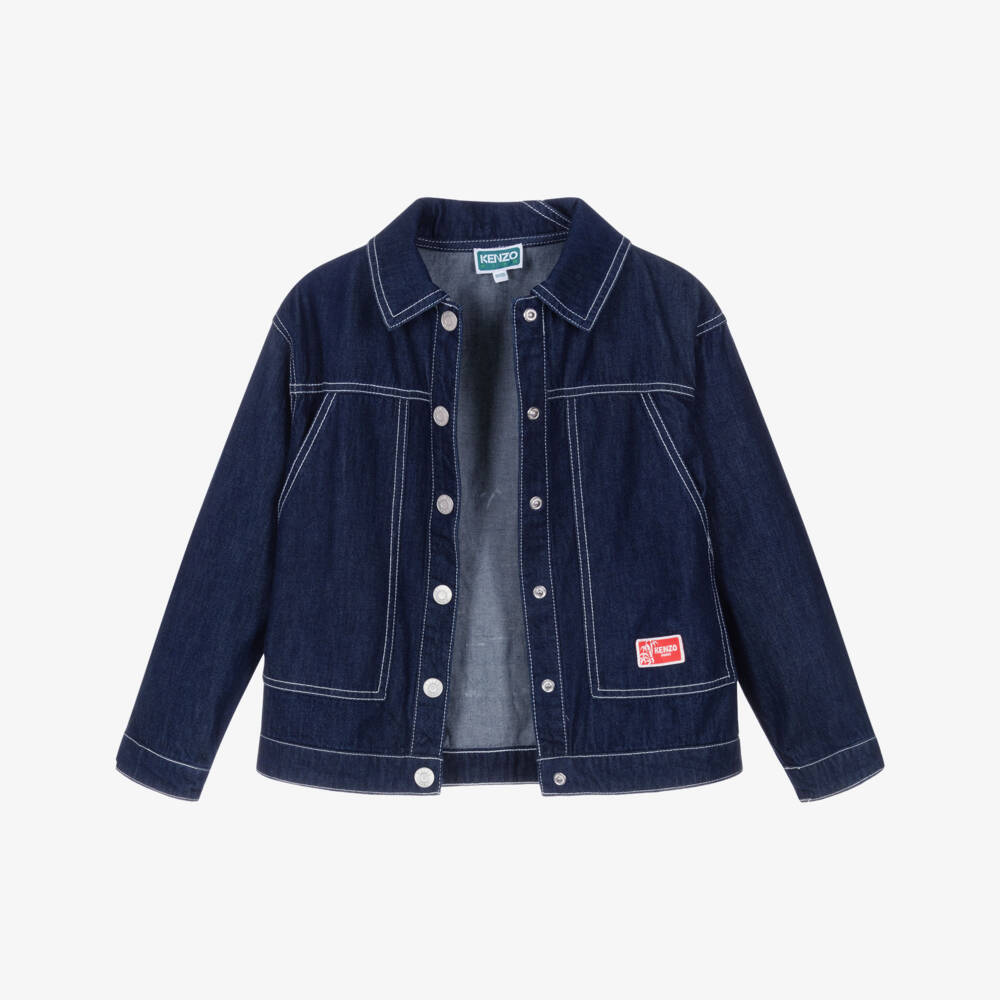 KENZO KIDS-Blue Denim Logo Jacket | Childrensalon Outlet