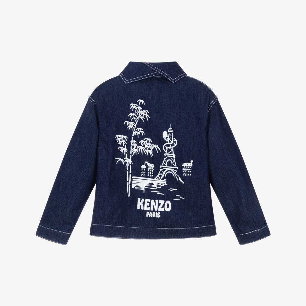 KENZO KIDS-Blue Denim Logo Jacket | Childrensalon Outlet