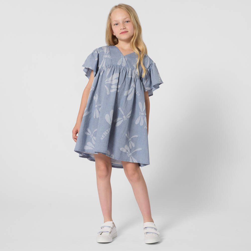 KENZO KIDS-Blue Dragonfly Dress | Childrensalon Outlet