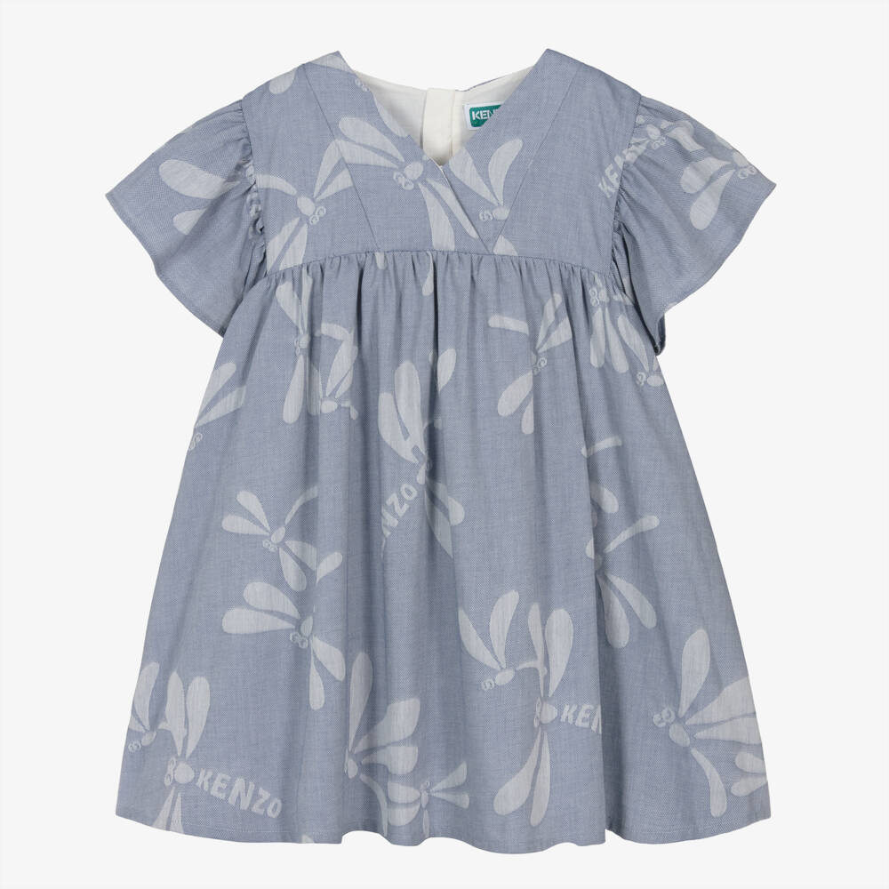 KENZO KIDS-Blue Dragonfly Dress | Childrensalon Outlet