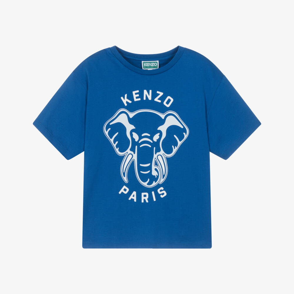 KENZO KIDS-Blue Elephant Logo T-shirt | Childrensalon Outlet