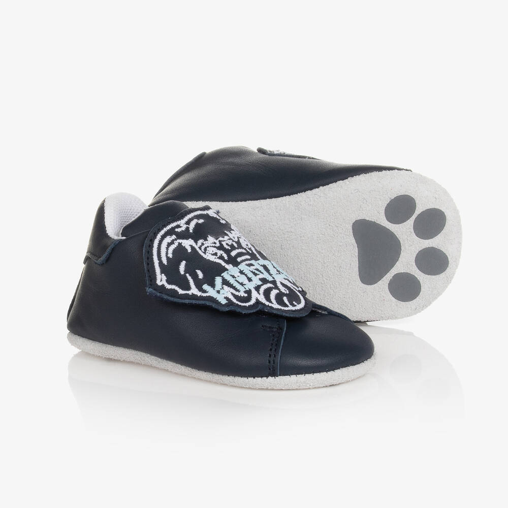 KENZO KIDS - Blaue Elefanten-Krabbelschuhe | Childrensalon