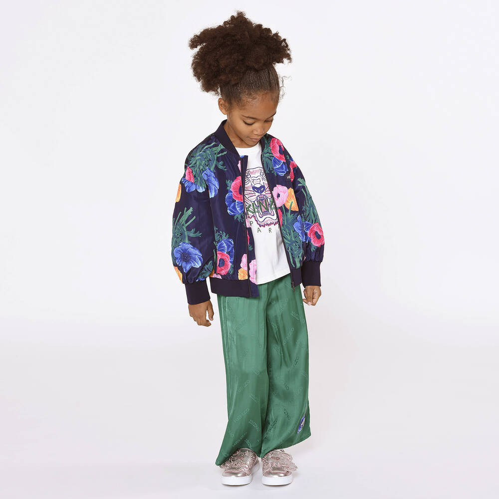 KENZO KIDS-Blue Flowers Taffeta Jacket | Childrensalon Outlet