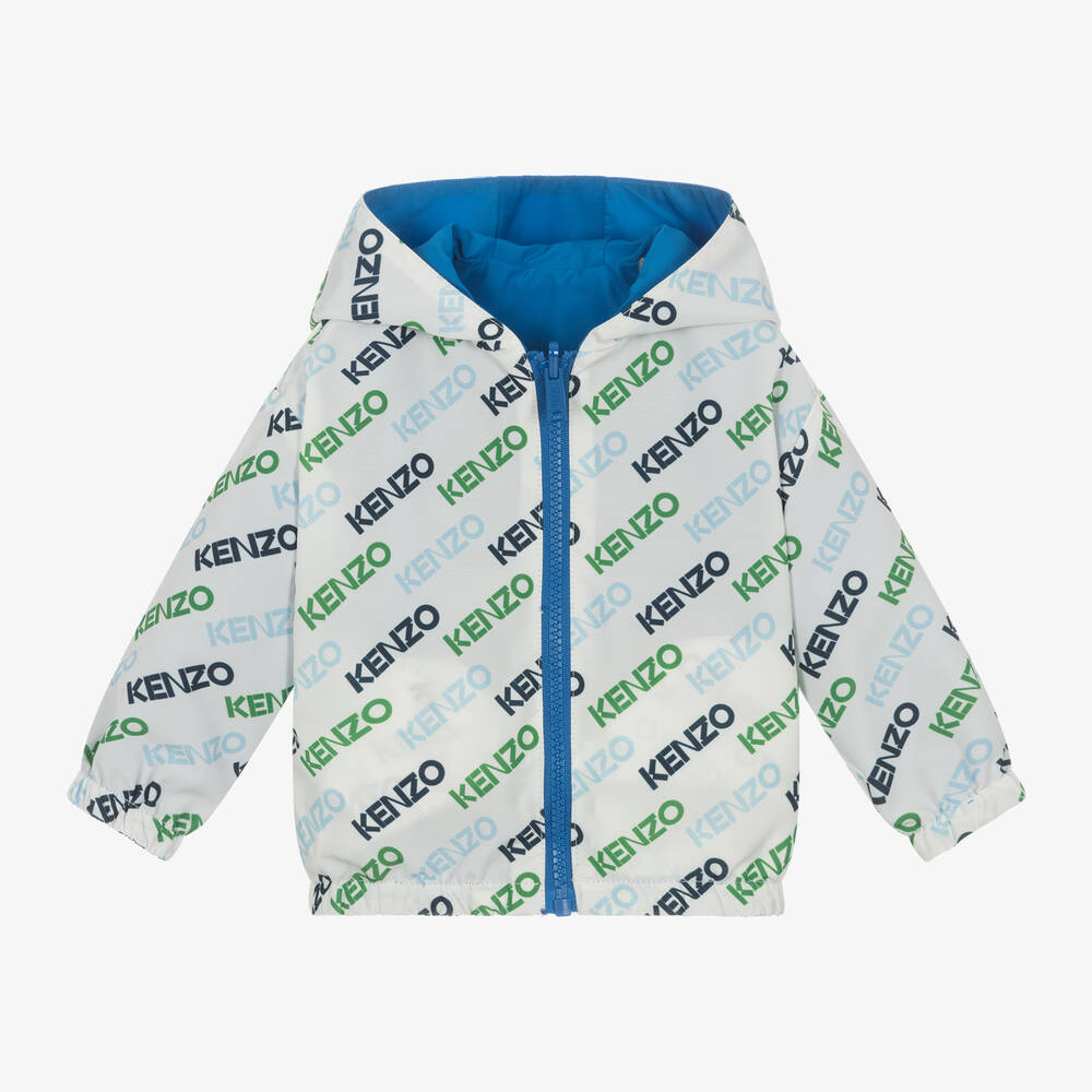 كينزو كيدز-جاكيت هودي بوجهين لون أزرق للأطفال | Childrensalon Outlet