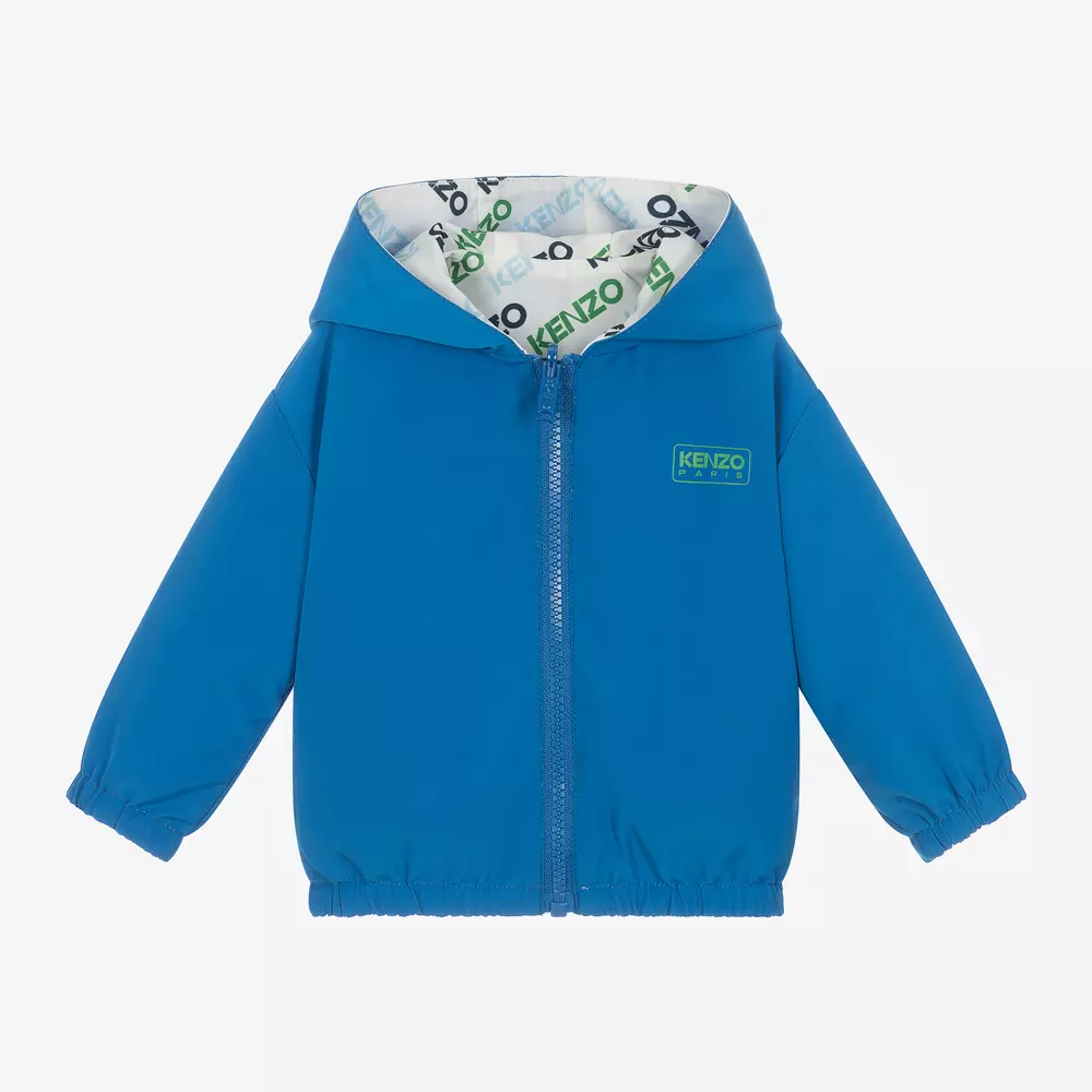 كينزو كيدز-جاكيت هودي بوجهين لون أزرق للأطفال | Childrensalon Outlet
