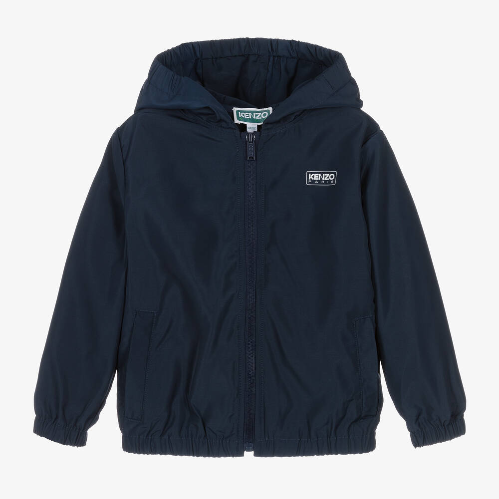 Blue Hooded Windbreaker Jacket