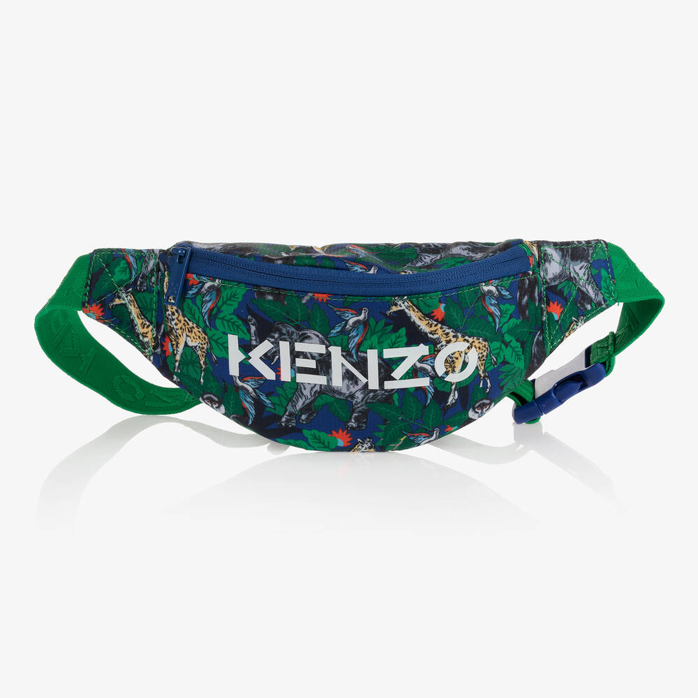 KENZO KIDS - حقيبة حزام كانفاس لون كحلي وأخضر (29 سم) | Childrensalon