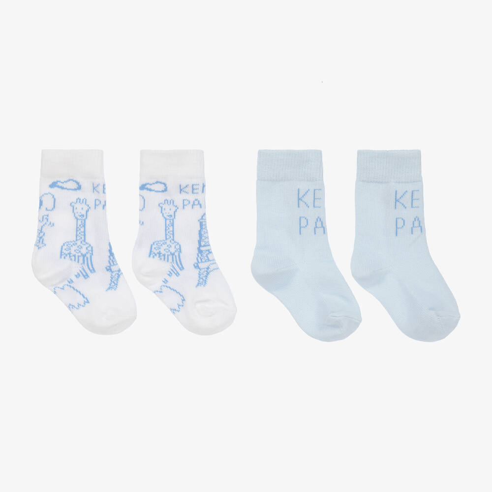 KENZO KIDS - Blue Logo Baby Socks (2 Pack) | Childrensalon
