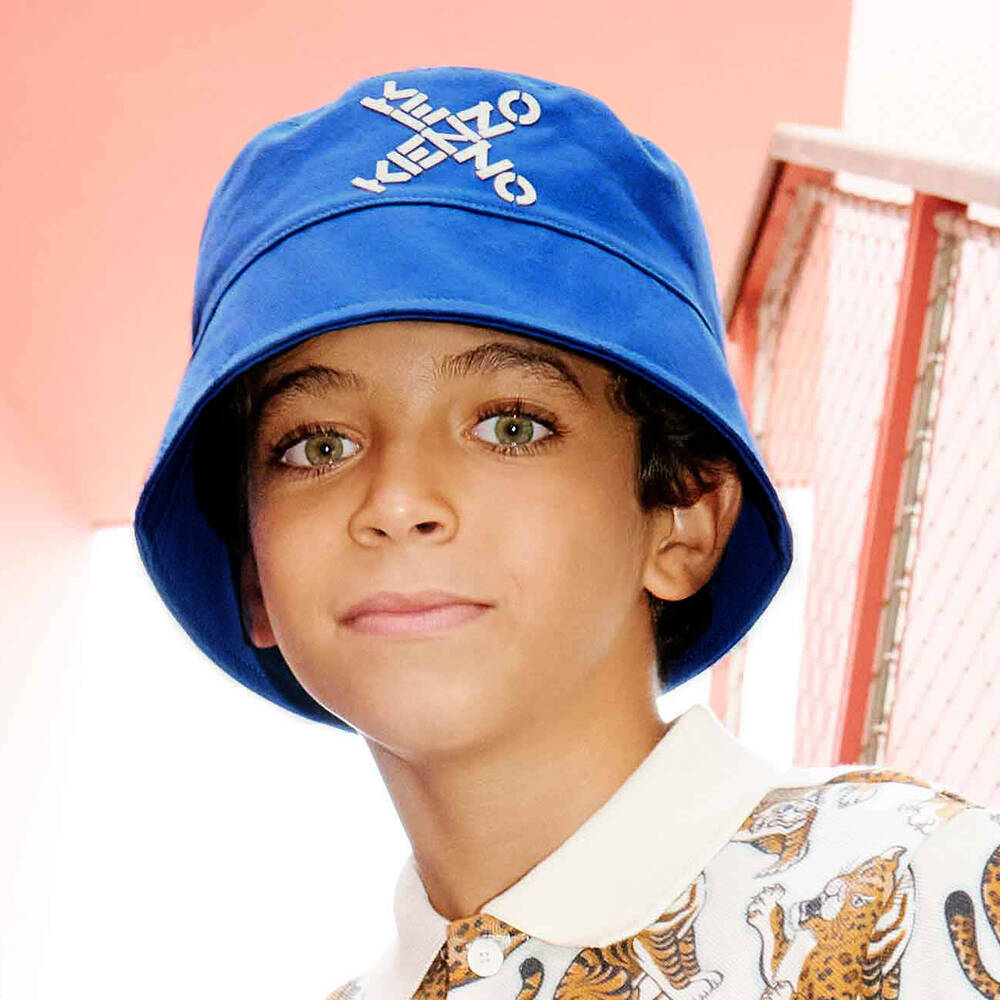 KENZO KIDS Blue Logo Bucket Hat