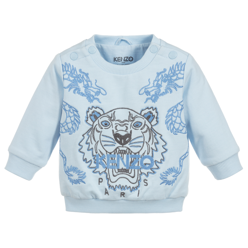 KENZO KIDS - Blue Organic Tiger Sweatshirt | Childrensalon
