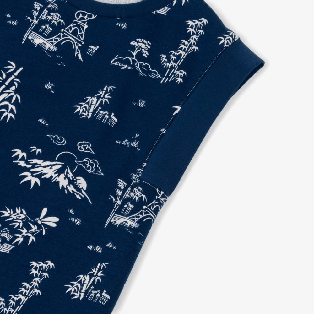 KENZO KIDS-Blue Pattern Sweat Dress | Childrensalon Outlet