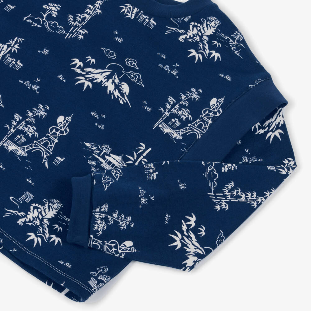 KENZO KIDS-Blue Pattern Sweatshirt | Childrensalon Outlet