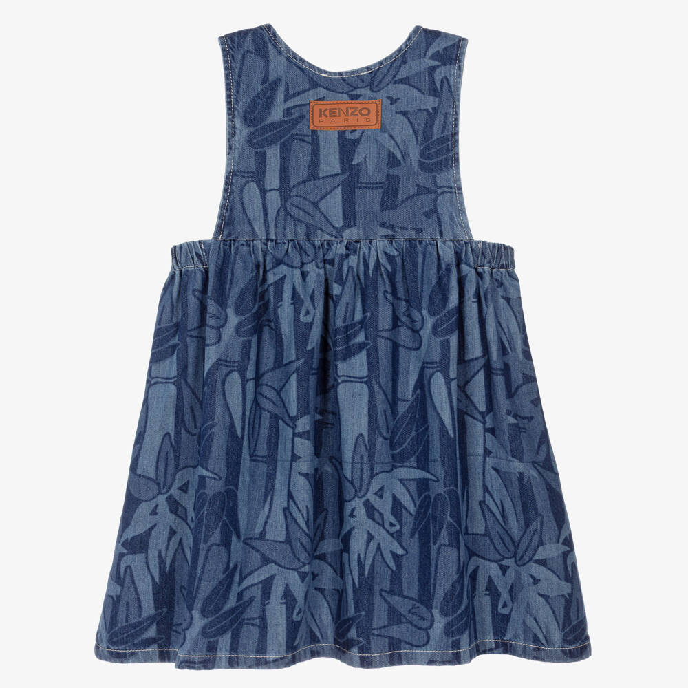 KENZO KIDS-Blue Printed Denim Dress | Childrensalon Outlet
