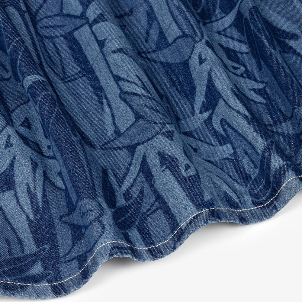 KENZO KIDS-Blue Printed Denim Dress | Childrensalon Outlet