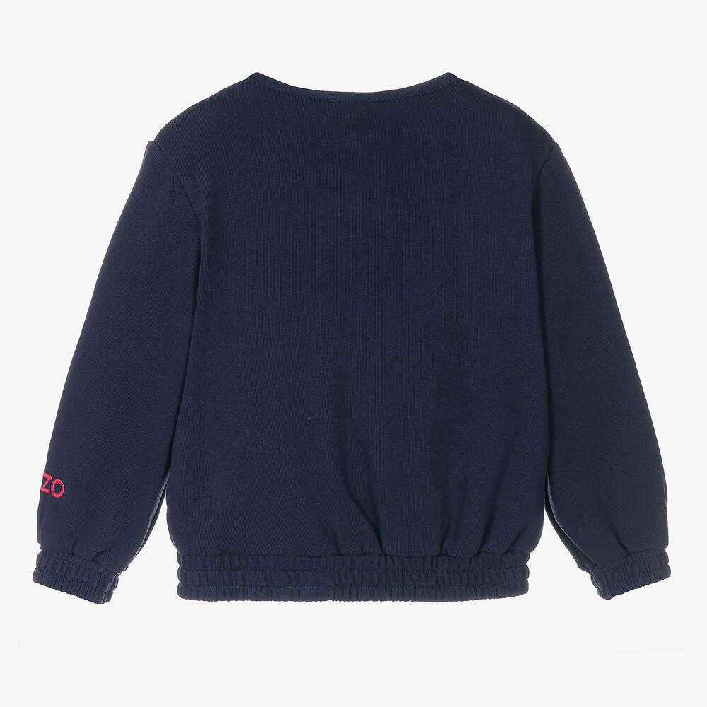 KENZO KIDS-كارديغان قطن لون كحلي للبنات | Childrensalon Outlet