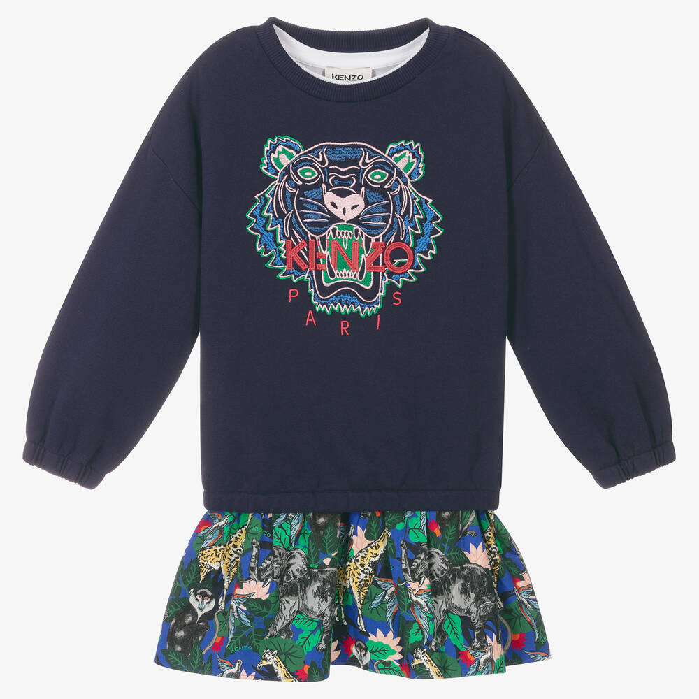 KENZO KIDS - طقم فستان قطن لون أزرق | Childrensalon