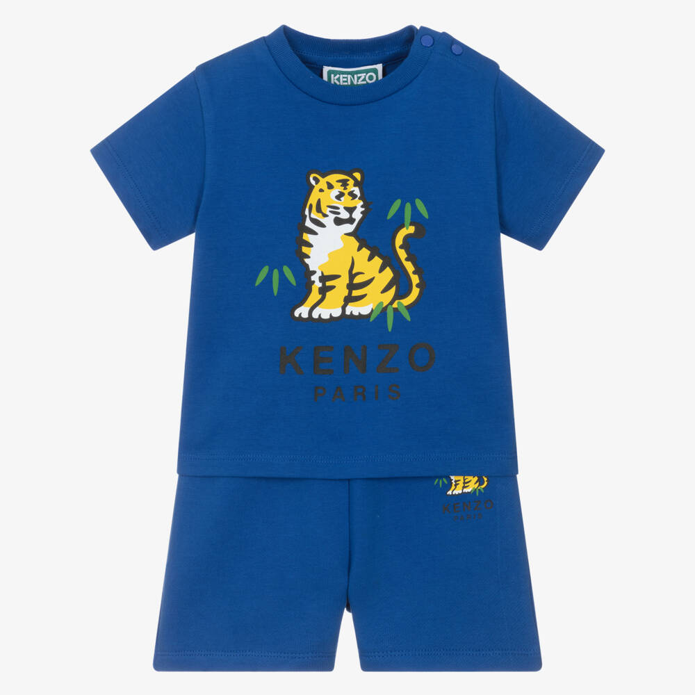 KENZO KIDS-Blue Tiger Logo Shorts Set | Childrensalon Outlet