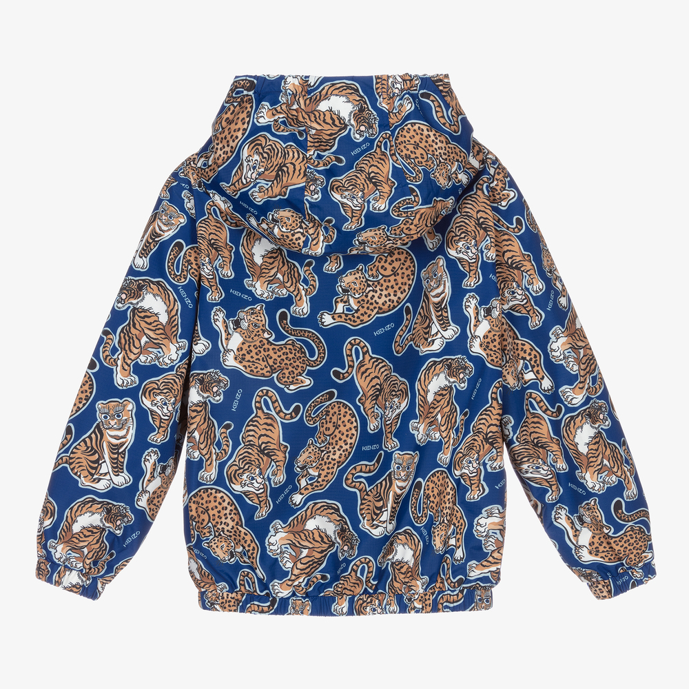 KENZO KIDS-جاكيت واقي من الرياح لون أزرق فاقع للأولاد | Childrensalon Outlet