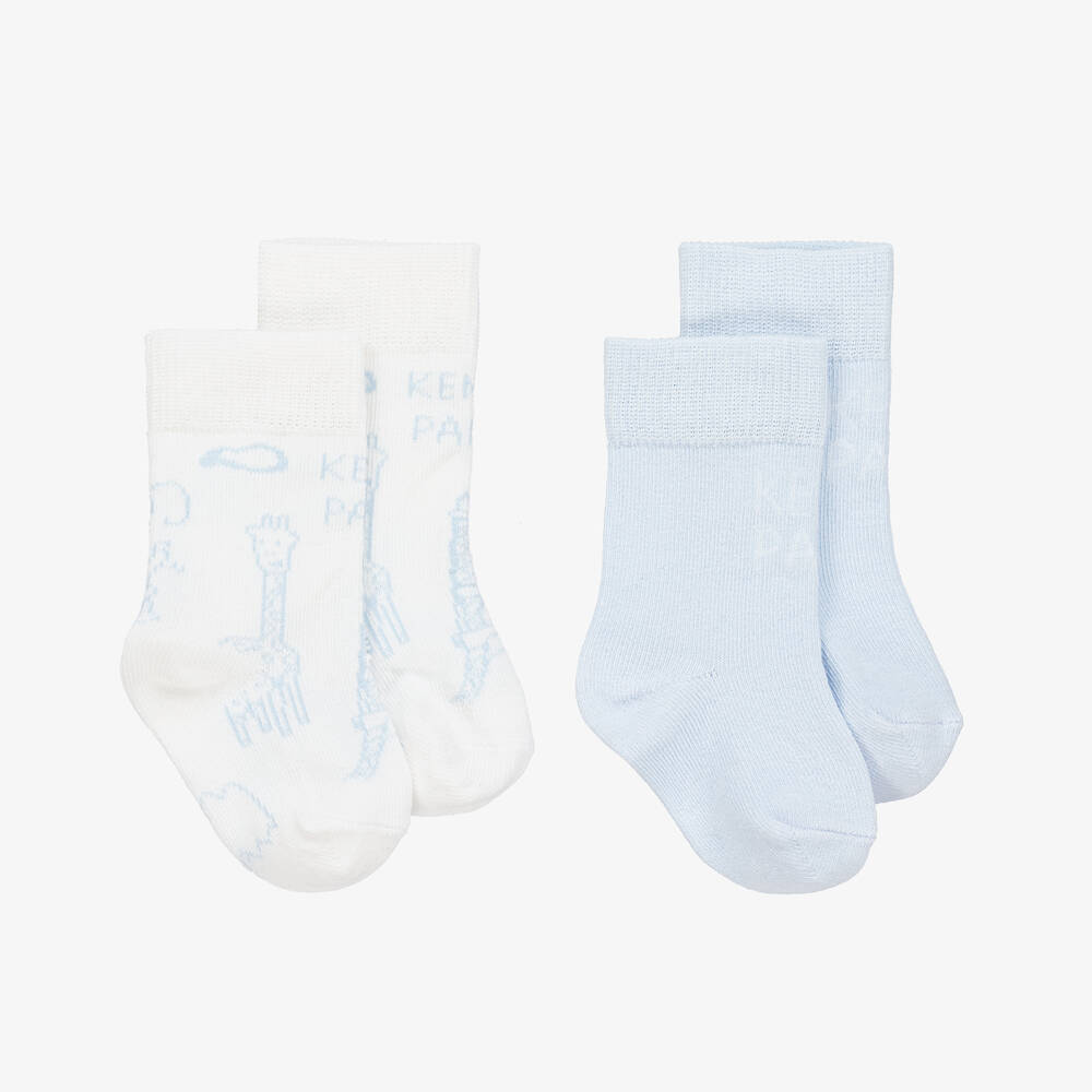 KENZO KIDS - Голубые и белые носки из хлопка (2пары) | Childrensalon