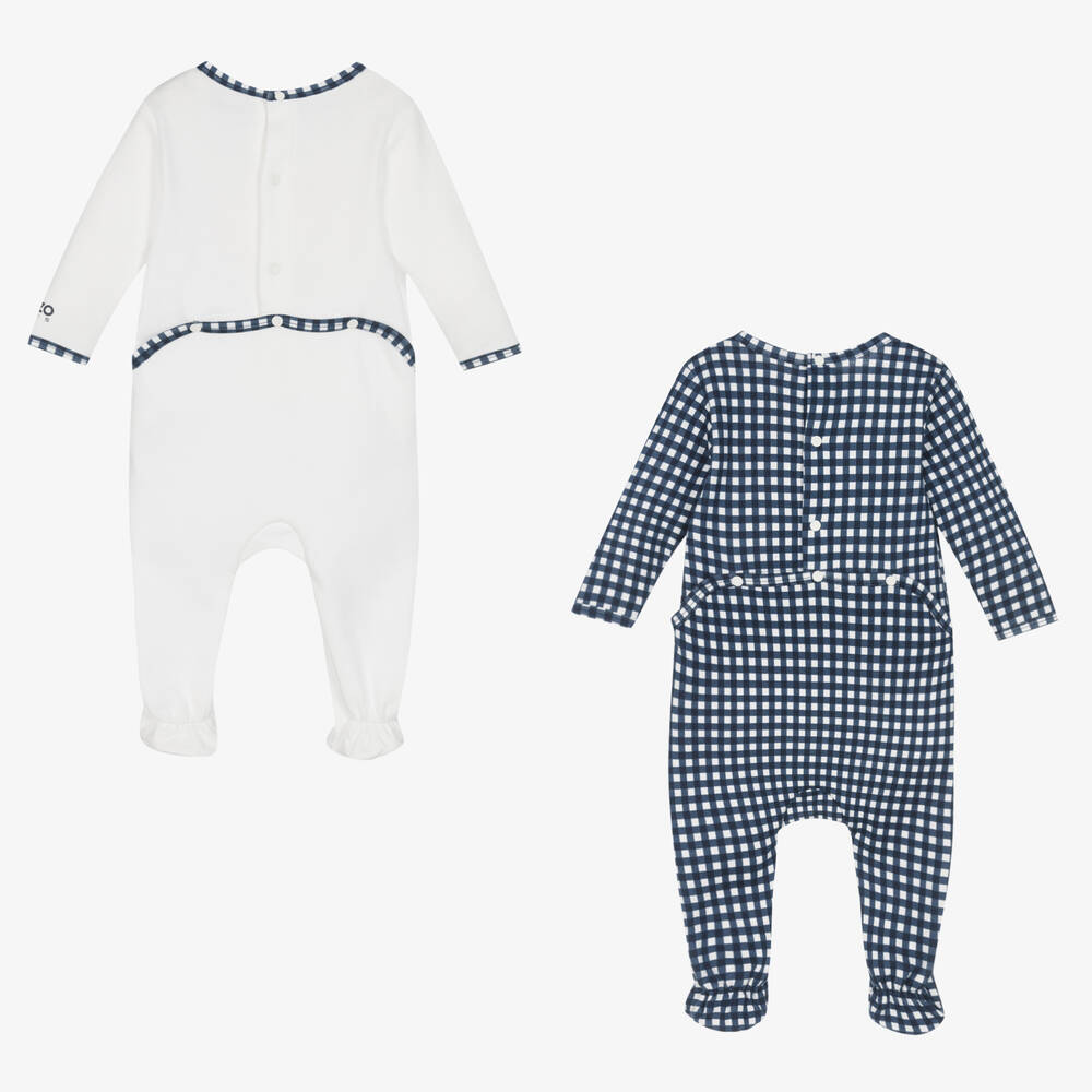 KENZO KIDS-Blue & White Cotton Babygrows (2 Pack) | Childrensalon Outlet