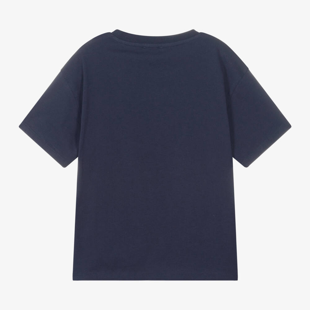 KENZO KIDS-Boys Azure Seigaiha Cotton Tee | Childrensalon Outlet