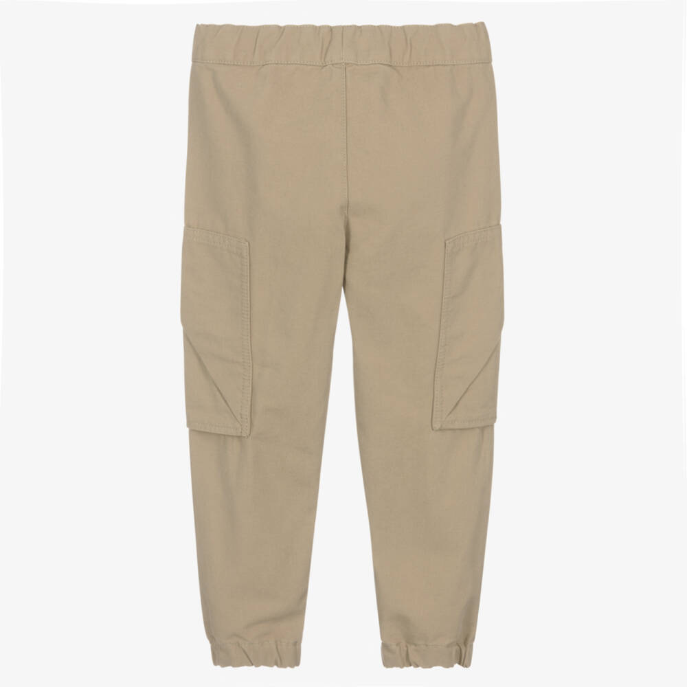 KENZO KIDS-Boys Beige Cotton Twill Cargo Trousers | Childrensalon Outlet