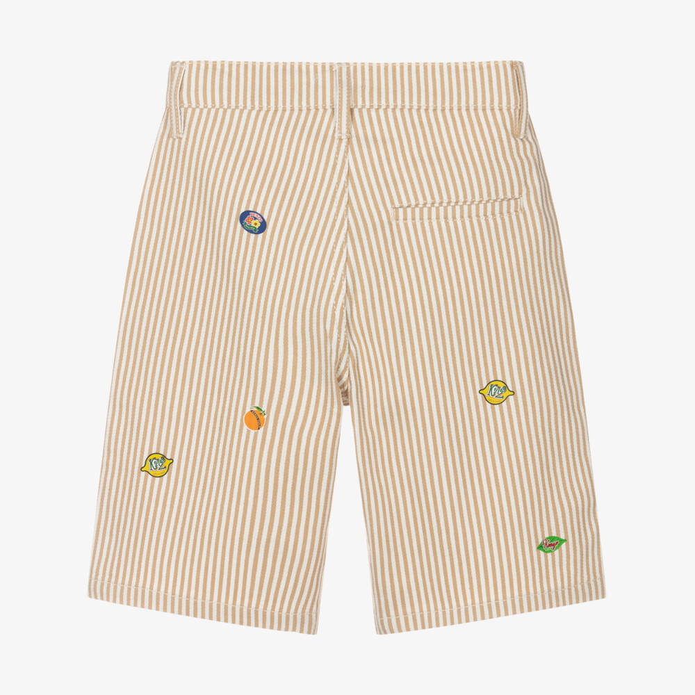 KENZO KIDS-Boys Beige Fruit Print Twill Bermudas | Childrensalon Outlet