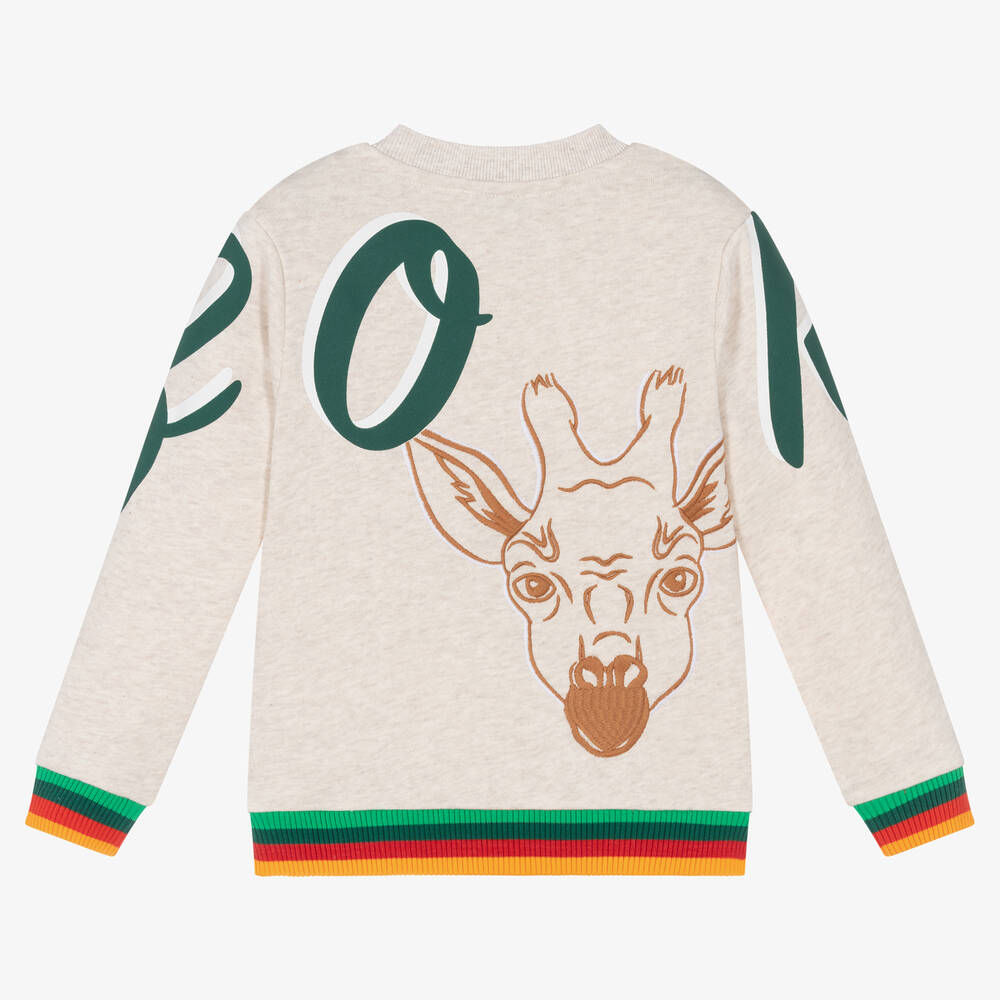 كينزو كيدز-سويتشيرت أطفال ولادي قطن لون بيج مونس | Childrensalon Outlet