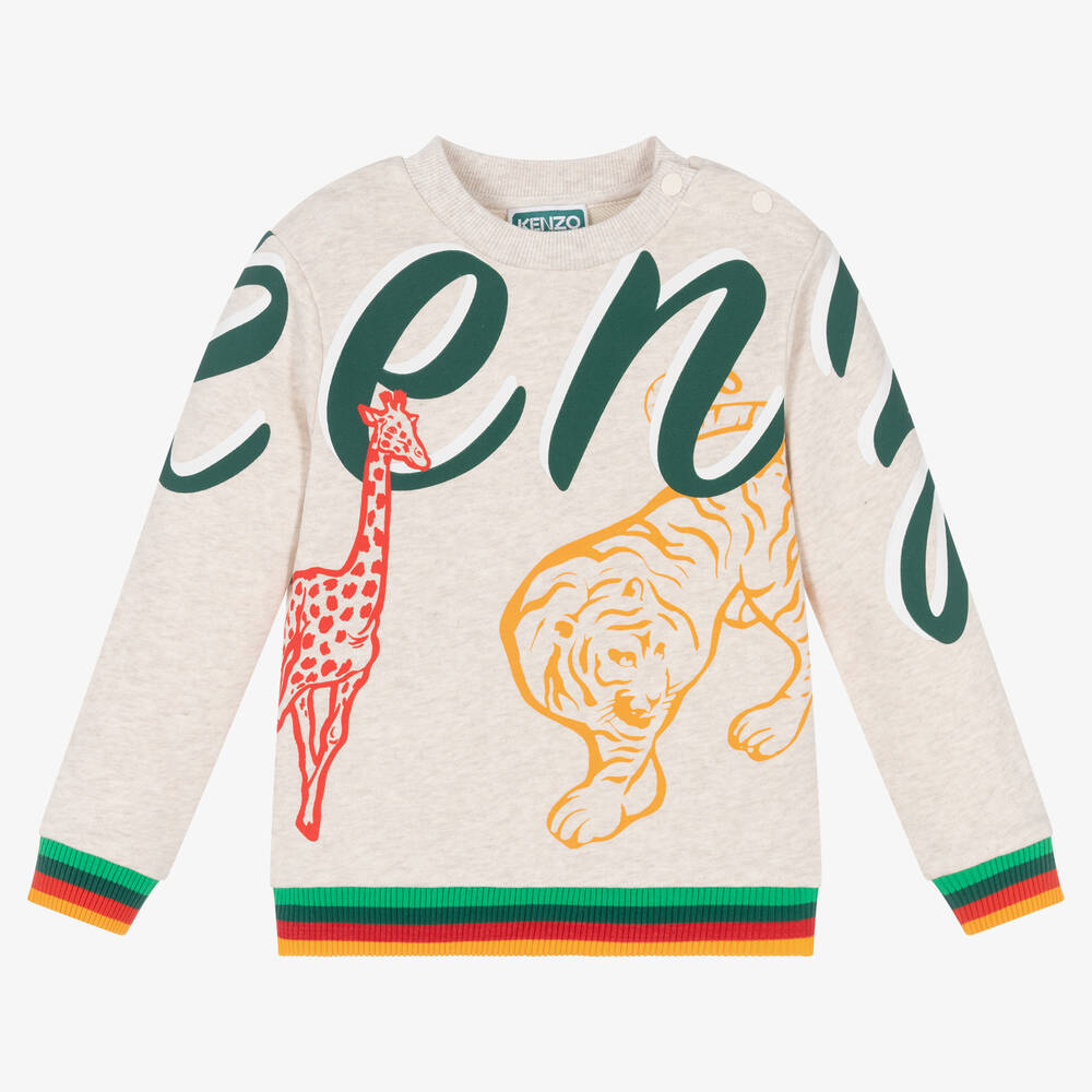 KENZO KIDS - Beige meliertes Baumwoll-Sweatshirt | Childrensalon