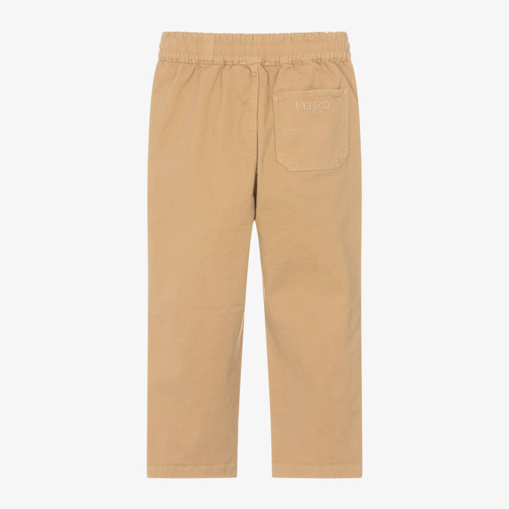KENZO KIDS-Boys Beige Twill Cotton Trousers | Childrensalon Outlet