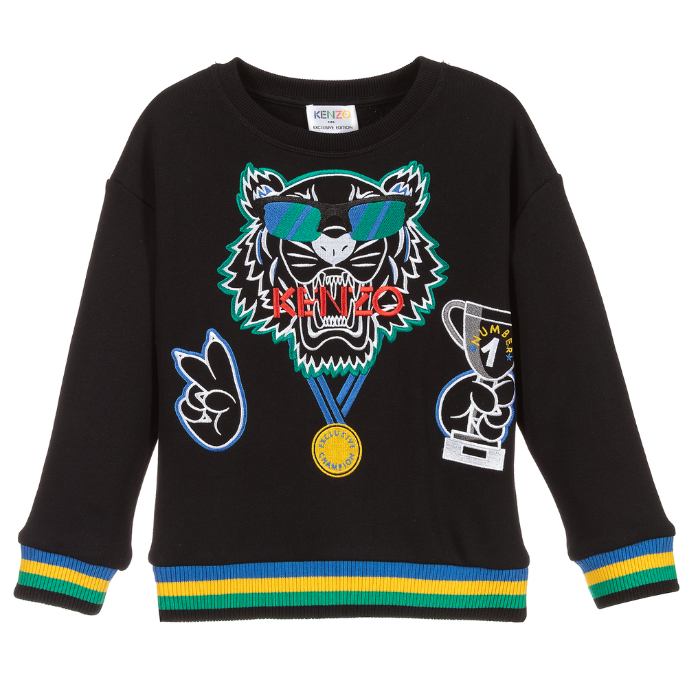 KENZO KIDS - Boys Black Cotton Sweatshirt | Childrensalon