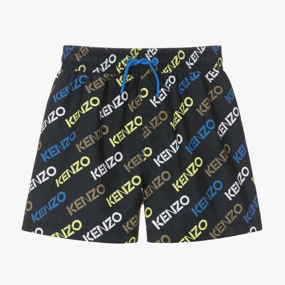 KENZO KIDS - Boys Black Logo Swim Shorts | Childrensalon