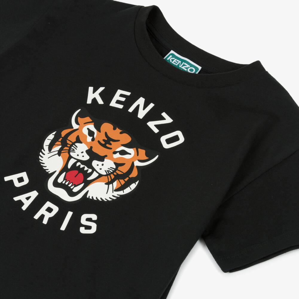 KENZO KIDS-Boys Black Tiger Graphic Tee | Childrensalon Outlet