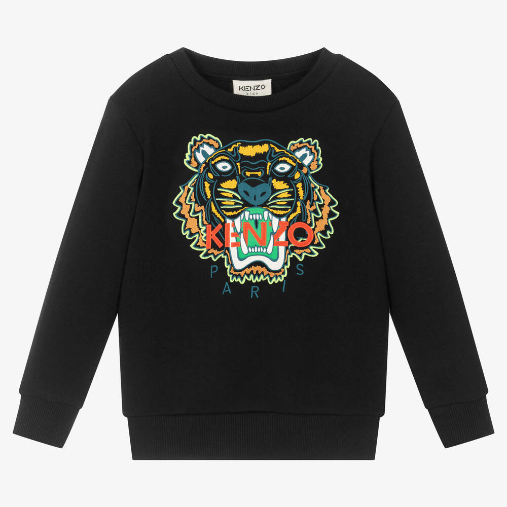KENZO KIDS - Boys Black Tiger Logo Sweatshirt | Childrensalon