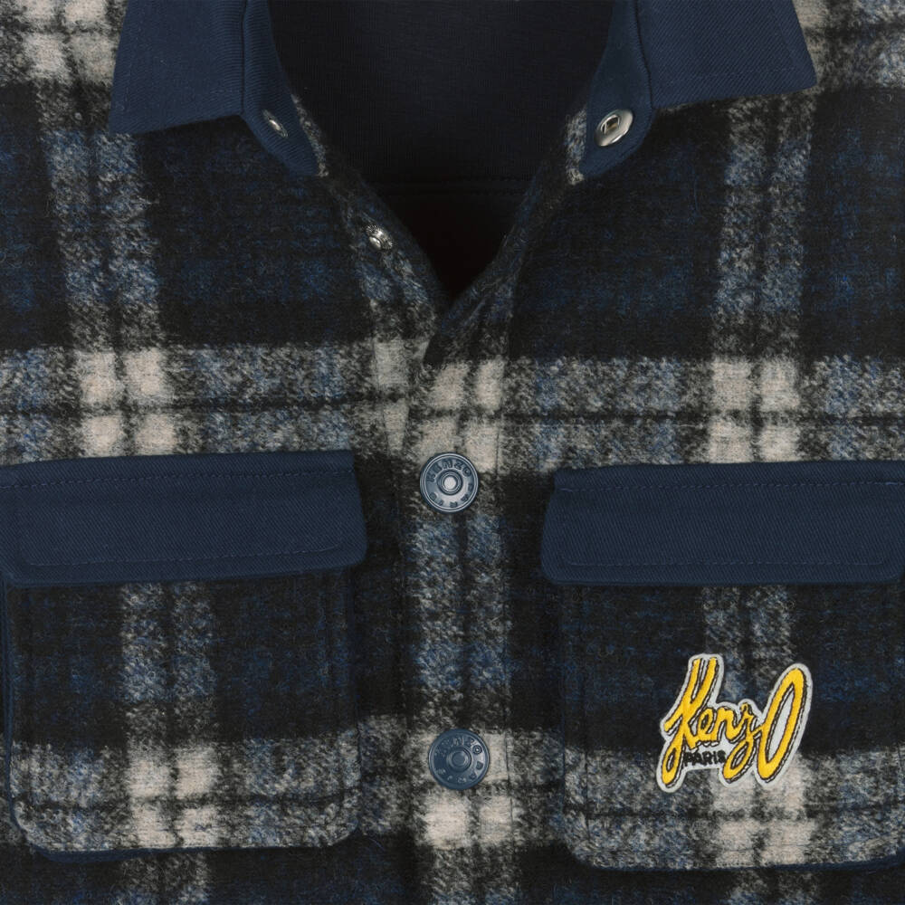 KENZO KIDS-Boys Blue Checked Overshirt | Childrensalon Outlet