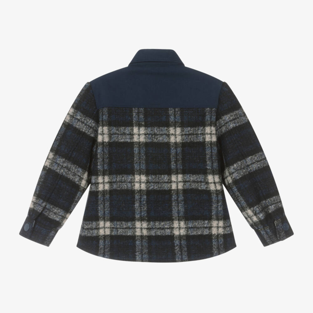 KENZO KIDS-Boys Blue Checked Overshirt | Childrensalon Outlet