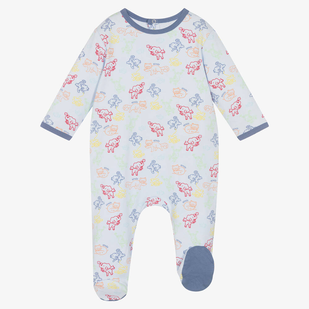 KENZO KIDS-Boys Blue Cotton Animal Babysuit Set | Childrensalon Outlet