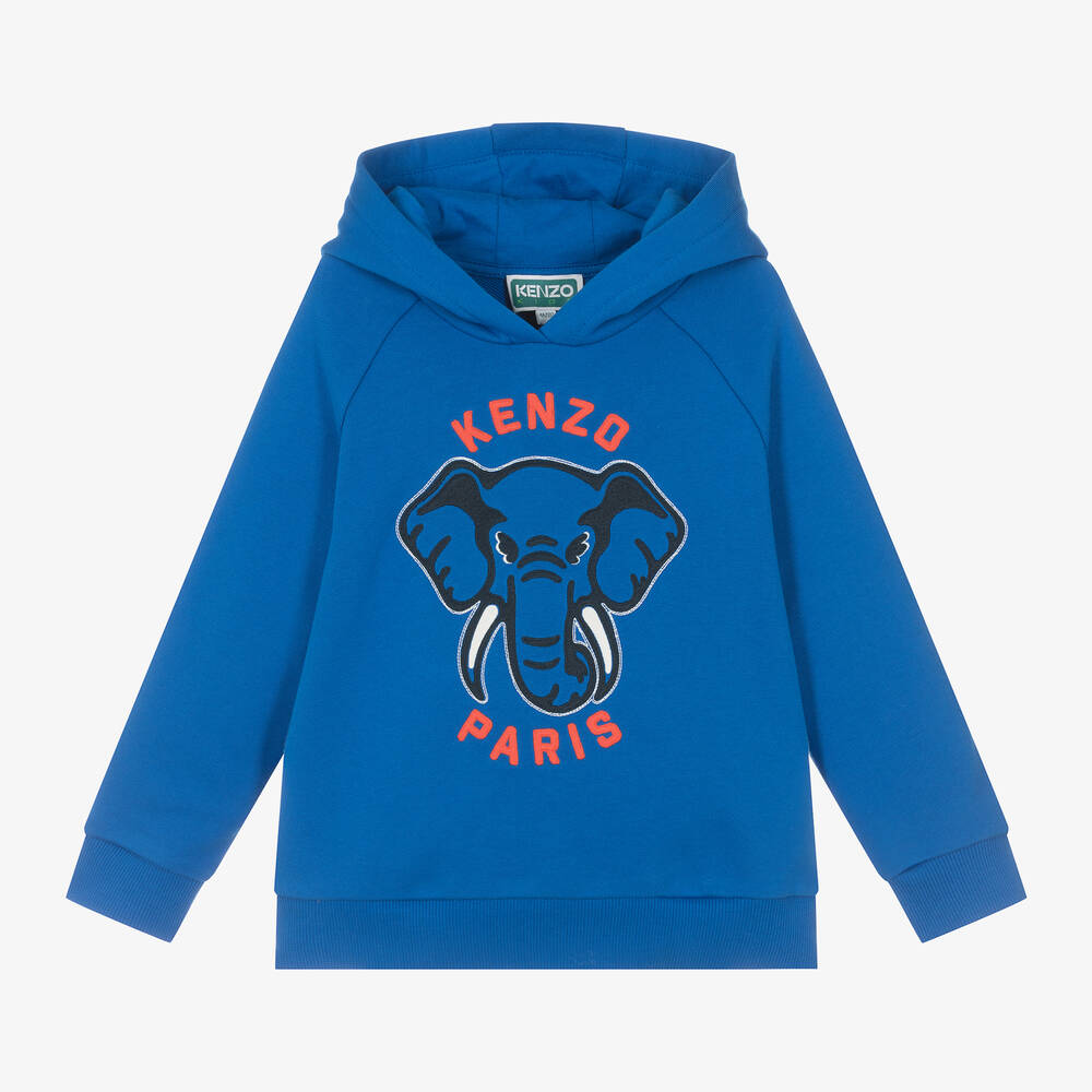 KENZO KIDS-Boys Blue Cotton Elephant Hoodie | Childrensalon Outlet
