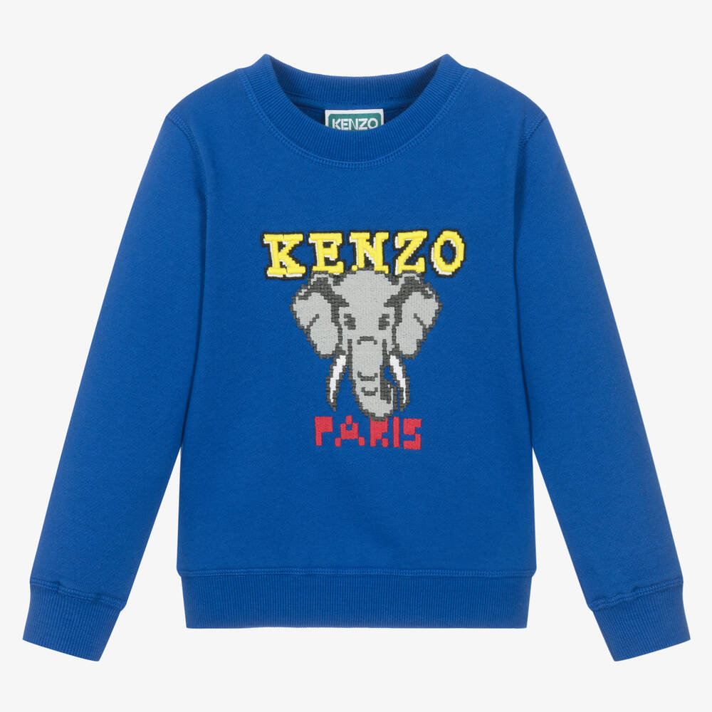 KENZO KIDS-Синий хлопковый свитшот со слоном | Childrensalon Outlet