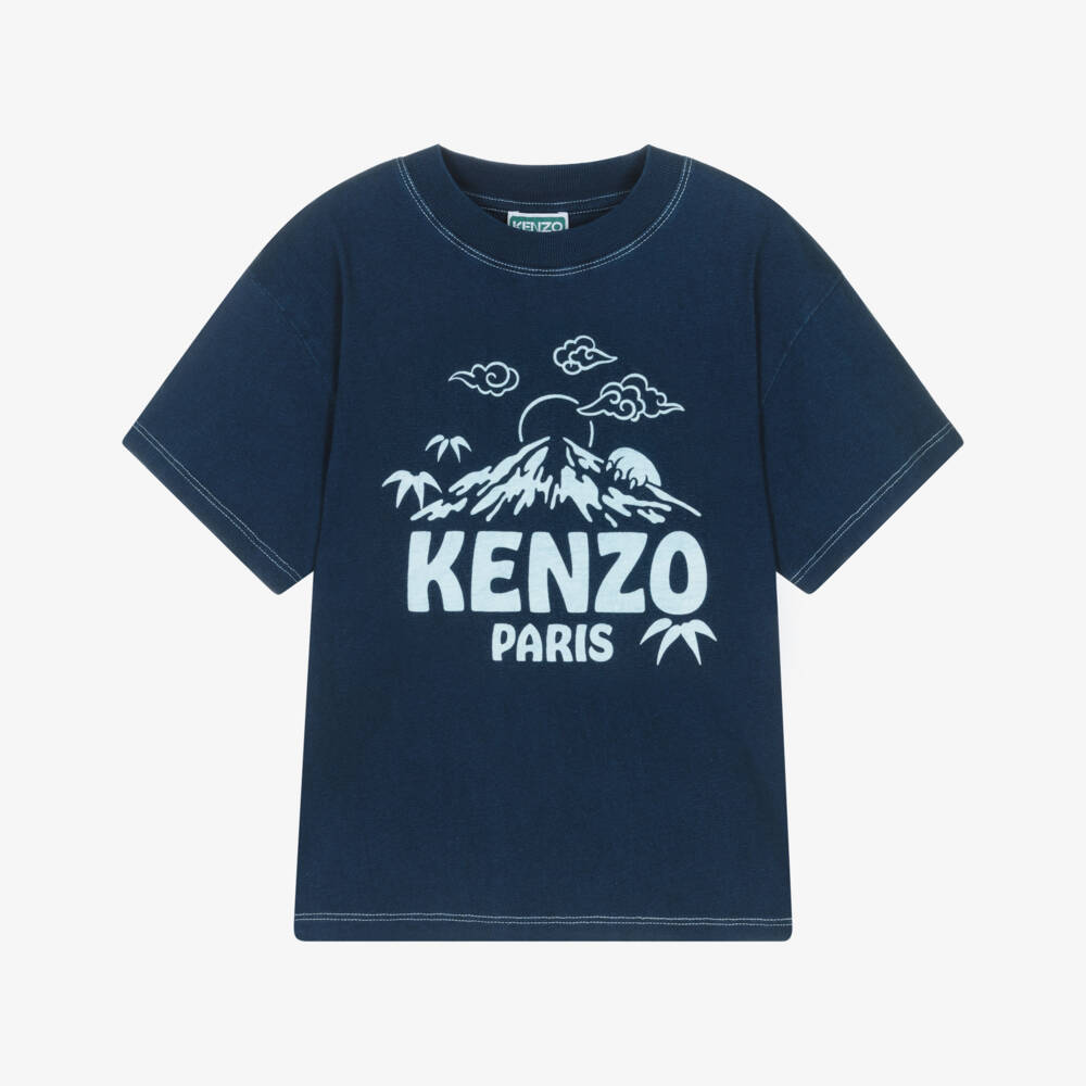 KENZO KIDS-Boys Blue Cotton Garden Tee | Childrensalon Outlet